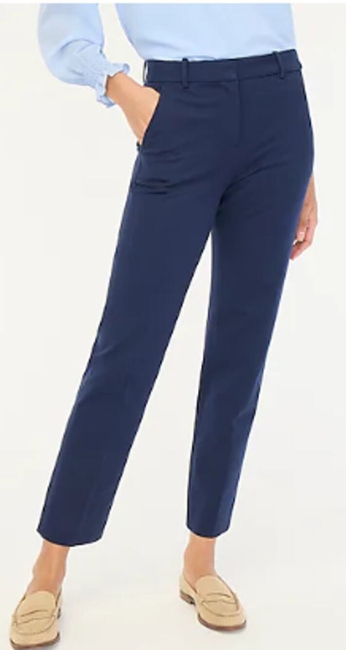 J. Crew Kallie Straight Leg Dress Pants Navy Blue Size 10 Tall